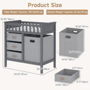 INFANS Wooden Baby Changing Table with 3 Fabric Drawers & Laundry Hamper