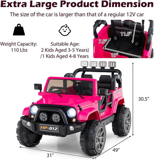 OLAKIDS 2 Seater Ride on Truck, 12V Battery Powered Electric Vehicle for Kids with Remote Control