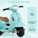 Licensed Vespa Scooter Kids Motorcycle by OLAKIDS, 6V Ride on Electric Motorcycle with Training Wheels