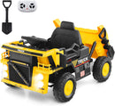 OLAKIDS Ride on Dump Truck, 12V Kids Electric Car Ride on Construction Vehicles with Remote Control, Electric Dump Bed, Shovel, Soft Start, Music, Bluetooth, Ride on Toys for Girls Boys