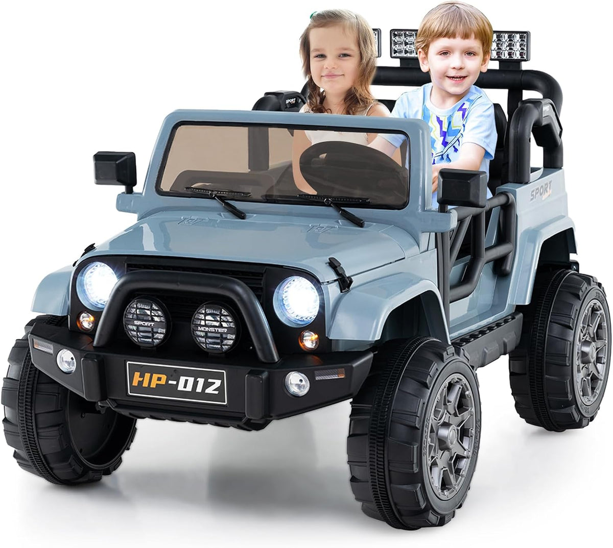 OLAKIDS 2 Seater Ride on Truck, 12V Battery Powered Electric Vehicle for Kids with Remote Control