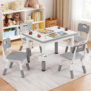 Olakids Kids Table and 4 Chairs Set, Height Adjustable Children Activity Desk for Learning Dining Arts Crafts