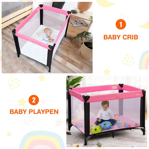 Portable Playard with 50pcs Ball Pit Balls Playpen Activity Center INFANS