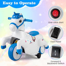 OLAKIDS 2 in 1 Ride on Motorcycle and Horse, Unicorn 6V Battery Powered Ride on Toy  Aged 3-6 Years