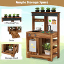 OLAKIDS Mud Kitchen, Outdoor Play Kitchen with Drawing Board, 4 Cups, Removable Sink, Storage, Cooking Accessories for Boys Girls Ages 3+