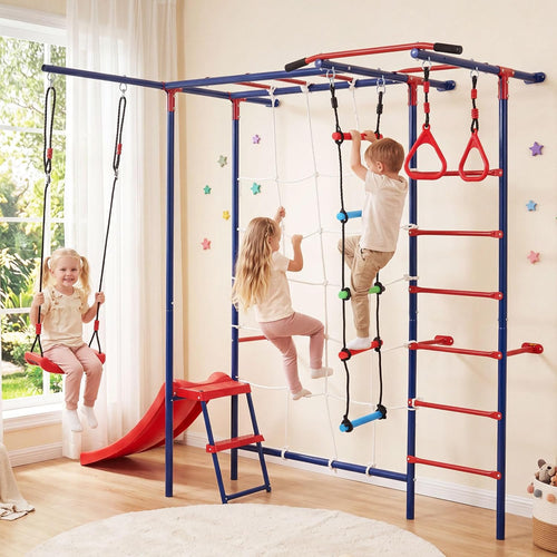 Olakids 8 in 1 Swedish Ladder, Kids Indoor Outdoor Jungle Gym Playground for Toddlers Adults