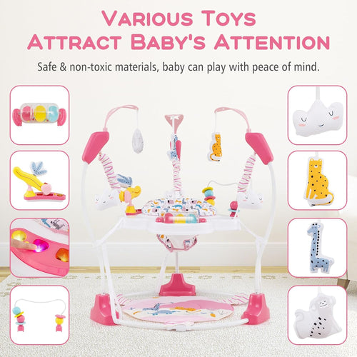 INFANS 3-in-1 Baby Activity Center, Jumper & Bouncer, Music, Lights, 360° Rotating Seat, 3 Adjustable Heights, Learning Toys for 6-12 Months