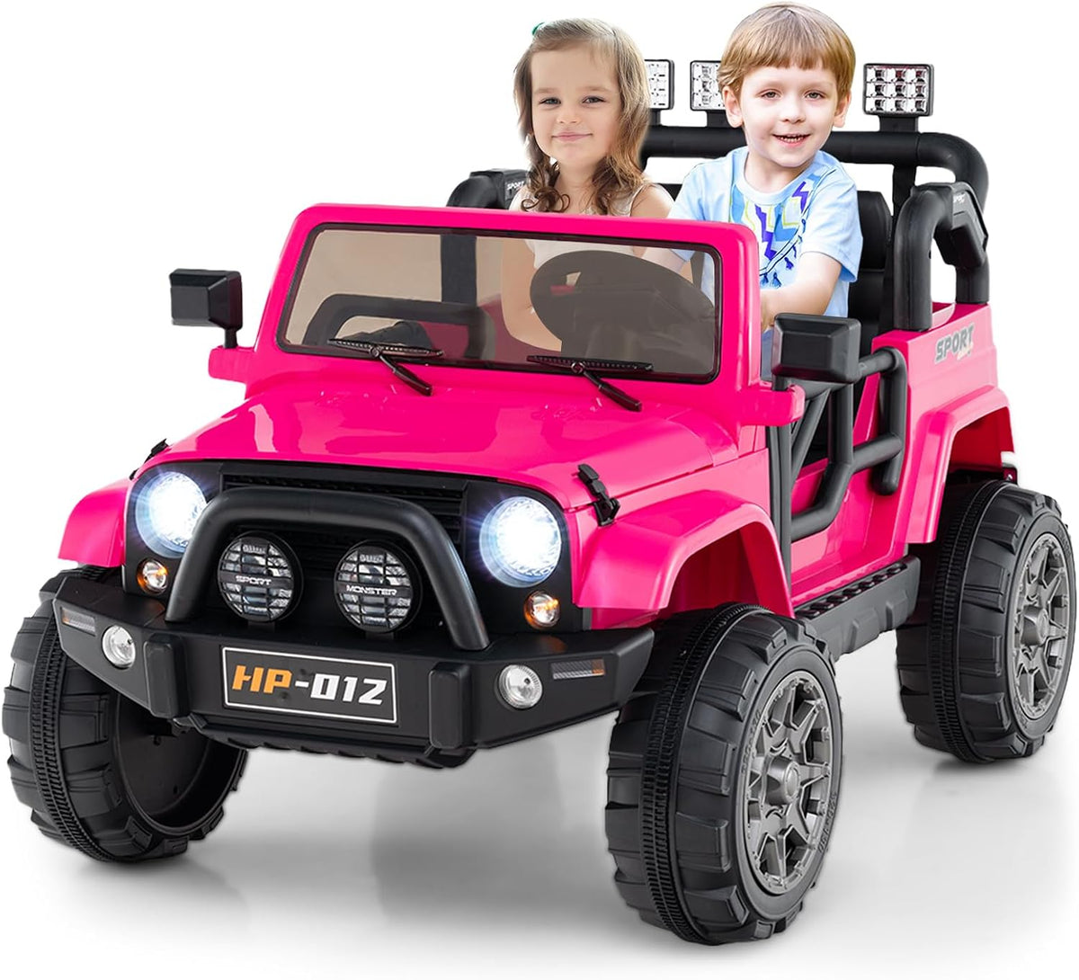 OLAKIDS 2 Seater Ride on Truck, 12V Battery Powered Electric Vehicle for Kids with Remote Control