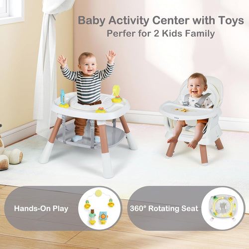 INFANS 9 in 1 High Chair, Convertible Baby Highchair, Table and Chair Set Building Block Infant Dining Booster Seat