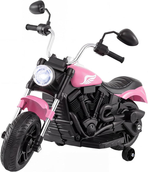 OLAKIDS 6V Kids Motorcycle, Electric Toddler Bike with Training Wheels Indoor Outdoor Ride on Toy