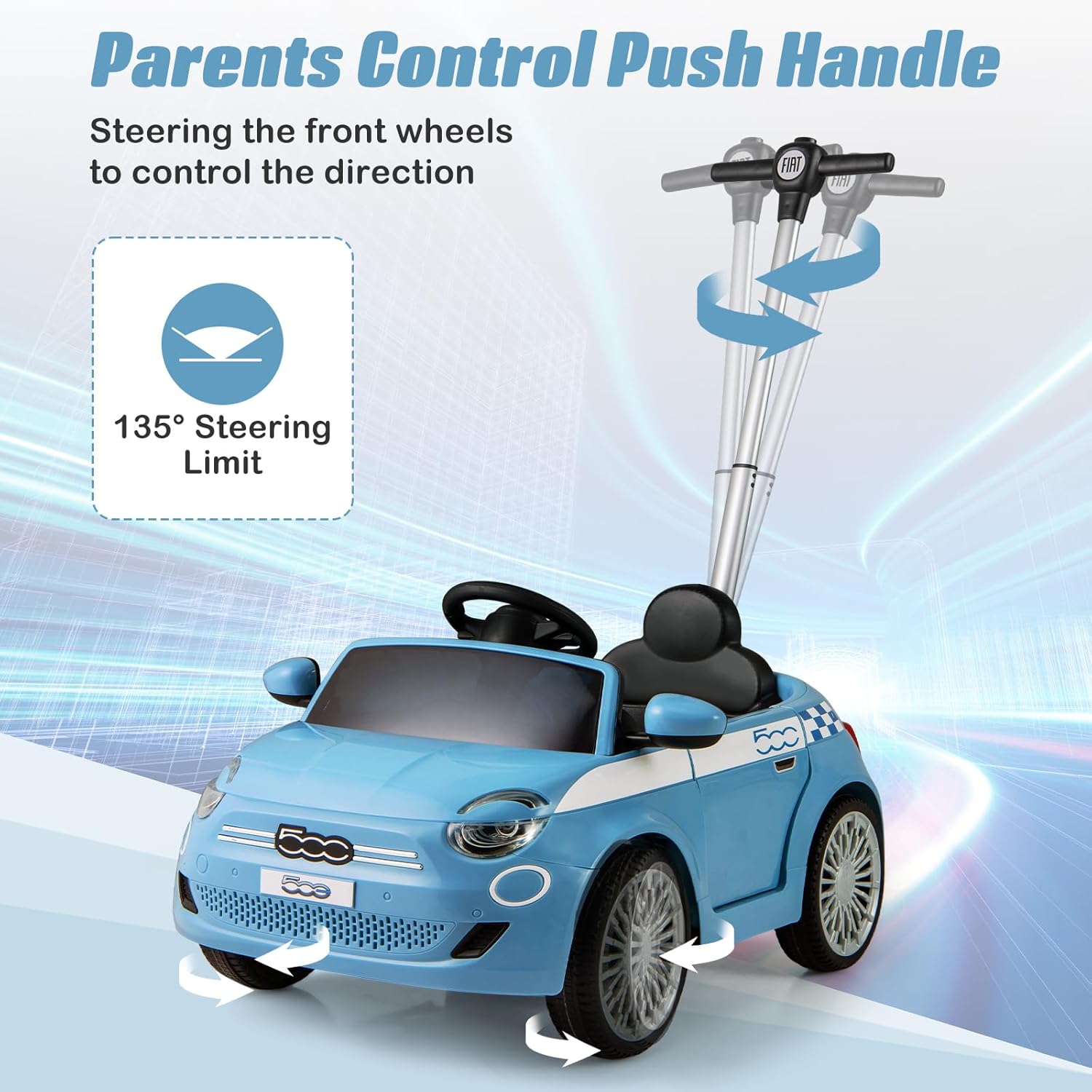 OLAKIDS Licensed Fiat 500 Ride on Push Car for Kids Toddlers 18 Month+