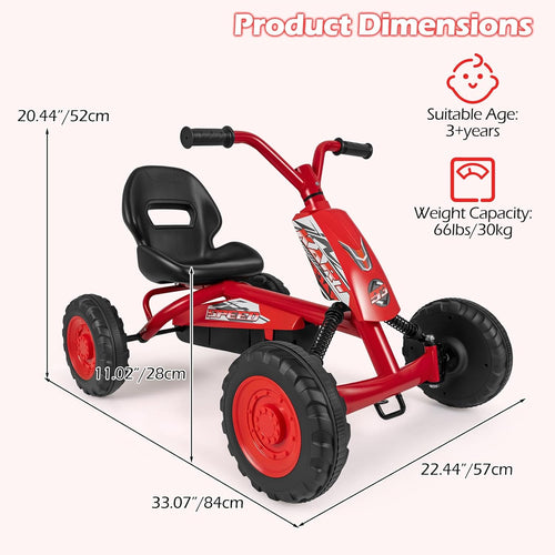 OLAKIDS Go Kart Outdoor 4 Wheel Ride On Pedal Car for Boys & Girls