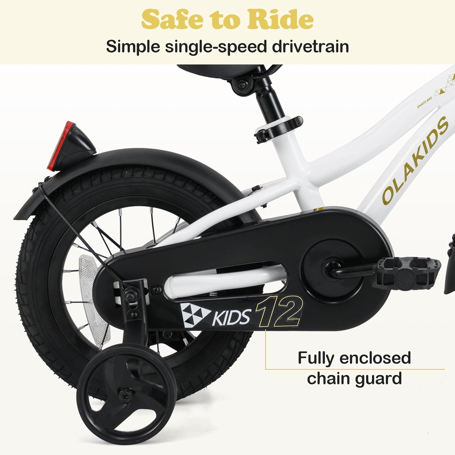 Olakids Kids Bike 12-18 Inch with Training Wheels, Dual Brakes, Adjustable Seat & Handlebar for Boys Girls