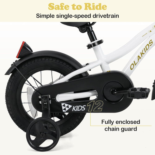 Olakids Kids Bike 12-18 Inch with Training Wheels, Dual Brakes, Adjustable Seat & Handlebar for Boys Girls
