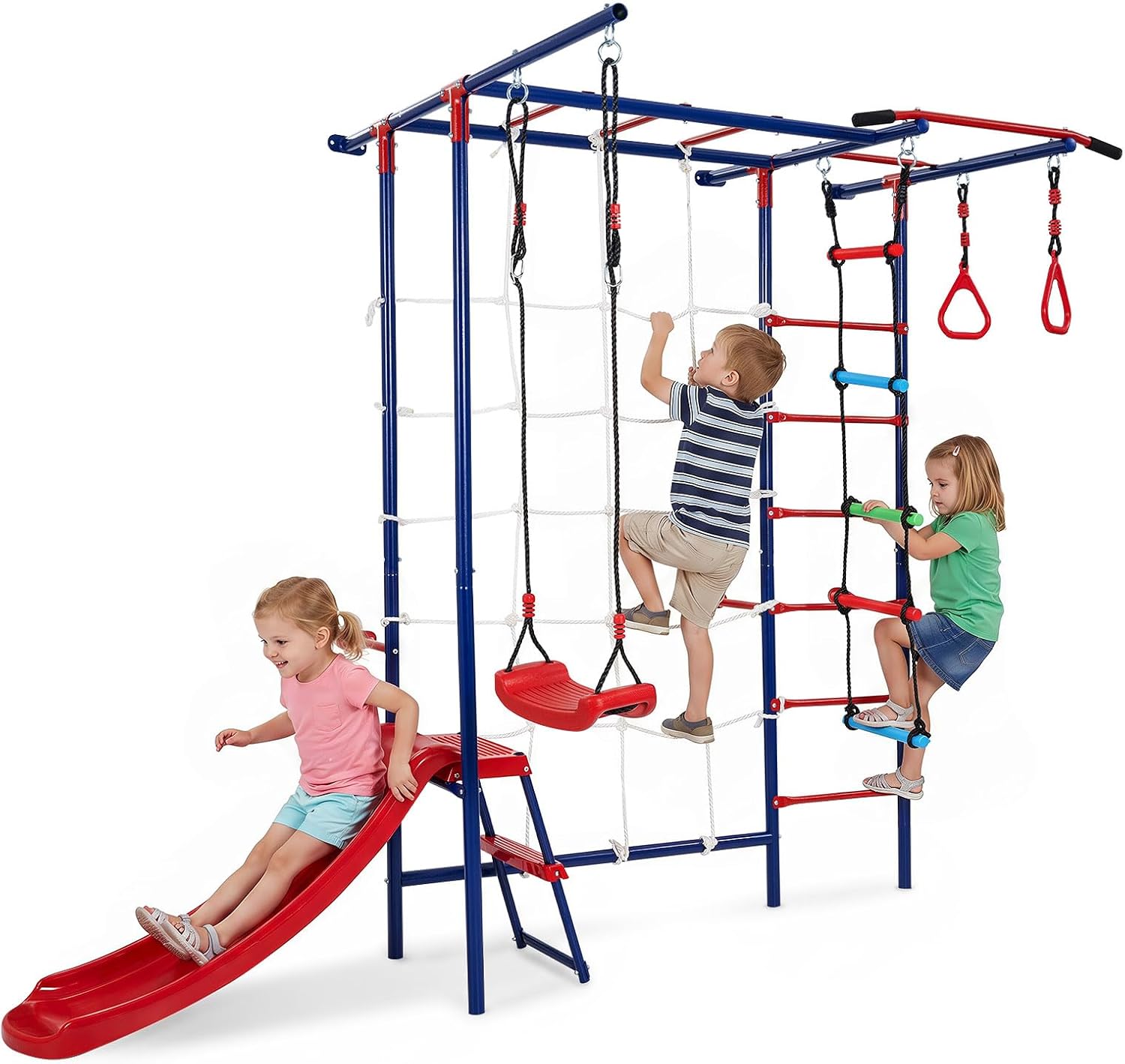 Olakids 8 in 1 Swedish Ladder, Kids Indoor Outdoor Jungle Gym Playground for Toddlers Adults
