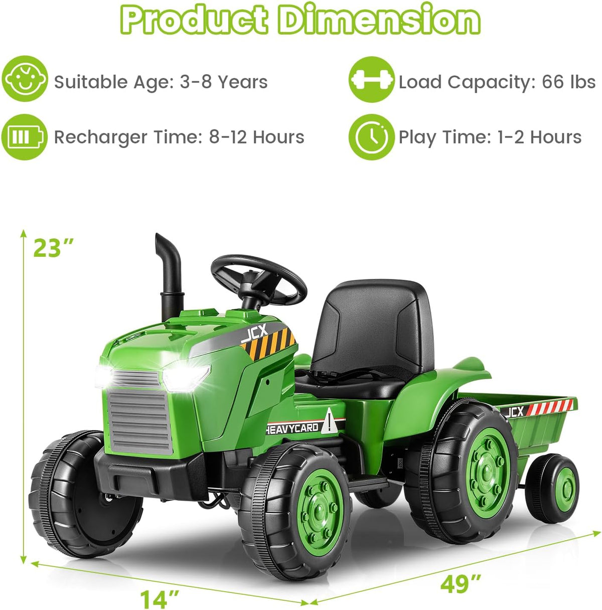 OLAKIDS 12V Kids Ride on Tractor, Battery Powered Motorized Electric Car for Boys Girls