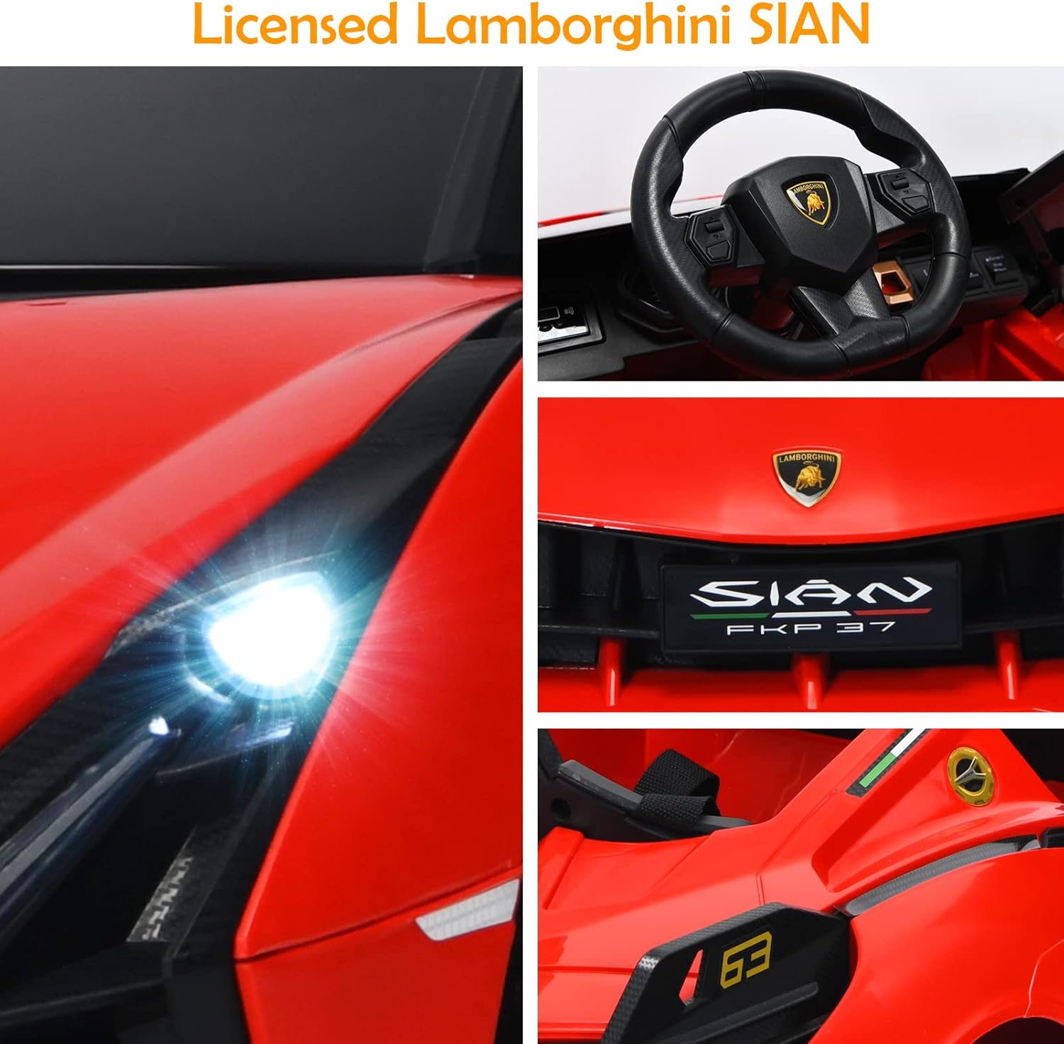 OLAKIDS Licensed Lamborghini SIAN 12V Kids Ride on Car, Toddler Electric Vehicle