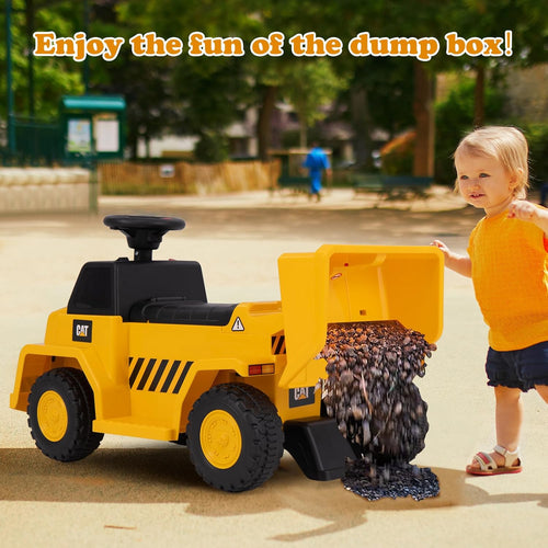 OLAKIDS Licensed Cat Ride on Car, 6V Dump Truck Battery Powered Construction for Kids Toddler Age 1.5-3