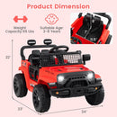 OLAKIDS 12V Ride On Truck, Battery Powered Electric Vehicle for Kids with Remote Control, Foldable Reflective Mirror, Spring Suspension, Music, LED Lights, Ride on Toy for 3+ Boys Girls
