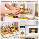 OLAKIDS Wooden Toy Kitchen Set with Lights Sounds Ice Machine Coffee Maker 12Pcs Accessories for Kids Ages 3+