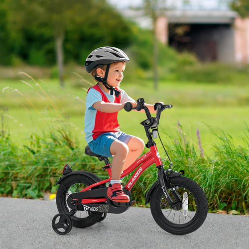 Olakids Kids Bike 12-18 Inch with Training Wheels, Dual Brakes, Adjustable Seat & Handlebar for Boys Girls