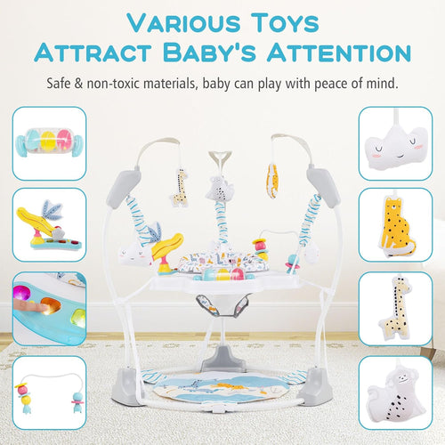 INFANS 3-in-1 Baby Activity Center, Jumper & Bouncer, Music, Lights, 360° Rotating Seat, 3 Adjustable Heights, Learning Toys for 6-12 Months