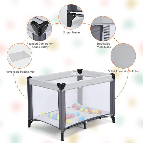 Portable Playard with 50pcs Ball Pit Balls Playpen Activity Center INFANS
