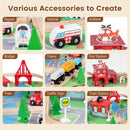 OLAKIDS Train Table, 63 PCS Wooden Kids Activity Toy with Storage Drawer