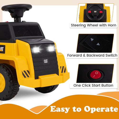 OLAKIDS Licensed Cat Ride on Car, 6V Dump Truck Battery Powered Construction for Kids Toddler Age 1.5-3