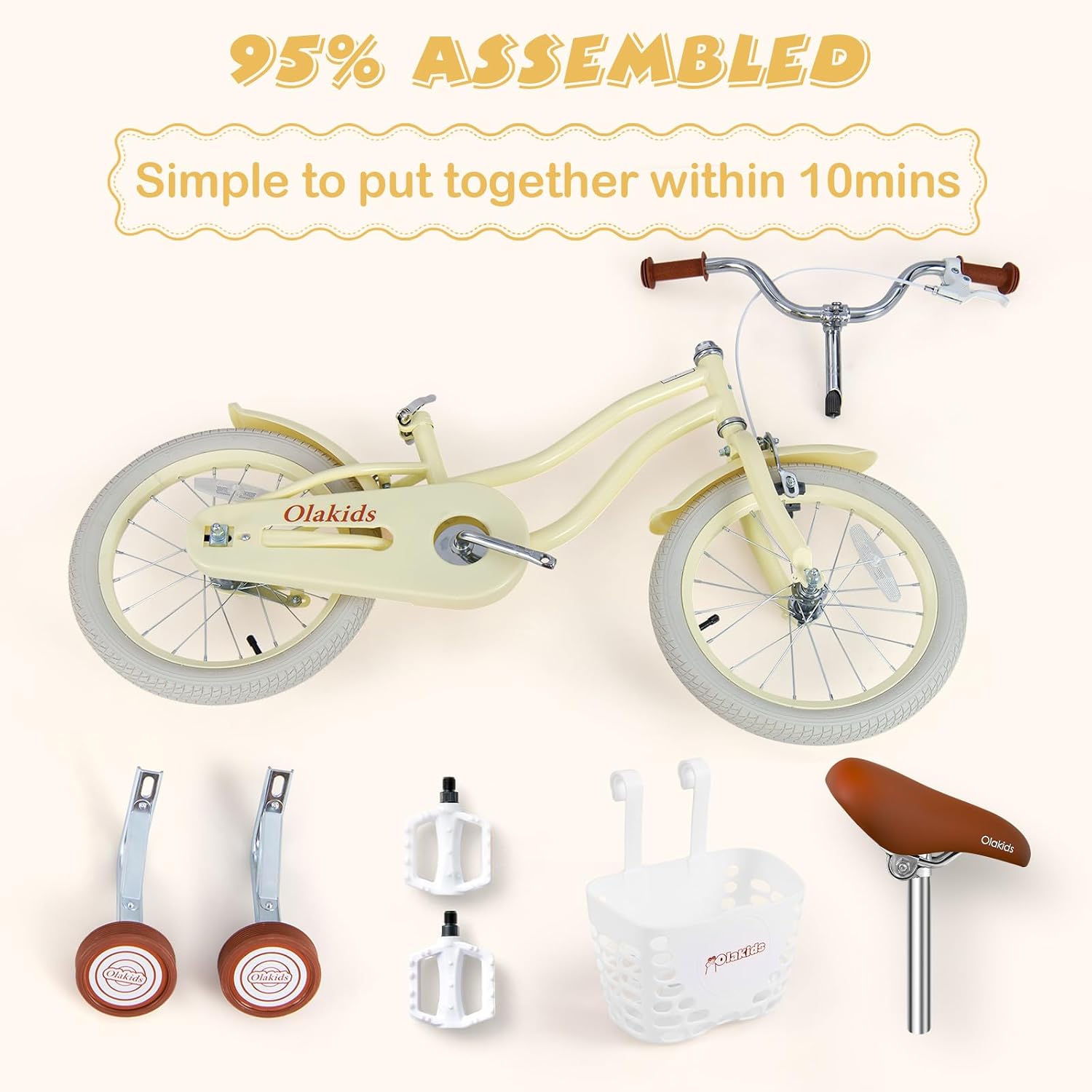 Olakids Kids Bike, 12 14 16  Inch Toddlers Bike with Training Wheels for Girls Boys