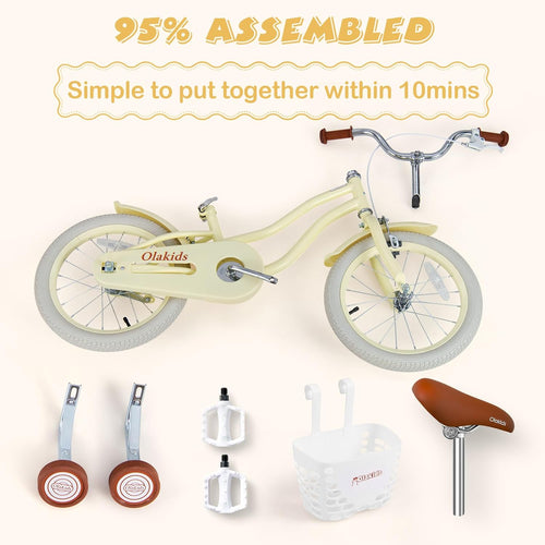 Olakids Kids Bike, 12 14 16  Inch Toddlers Bike with Training Wheels for Girls Boys