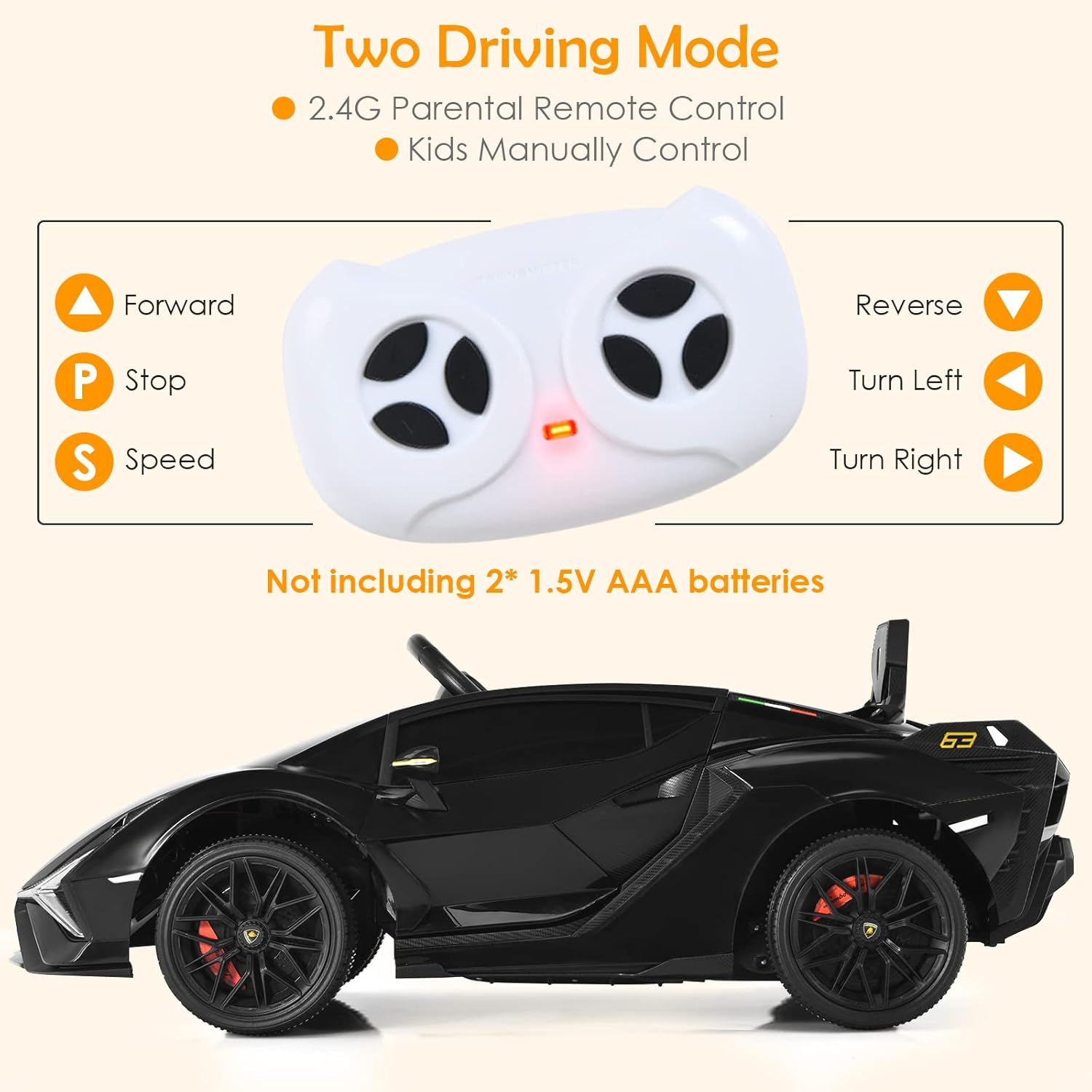 OLAKIDS Licensed Lamborghini SIAN 12V Kids Ride on Car, Toddler Electric Vehicle
