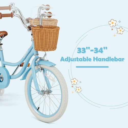OLAKIDS Kids Bike 12/14/16/18 Inch with Training Wheels & Basket for Ages 3-8  (20 Inch without traninning wheels)