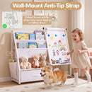 OLAKIDS 4 in 1 Easel for Kids, Toddler Bookshelf and Toy Storage Organizer