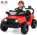 OLAKIDS 12V Ride On Truck, Battery Powered Electric Vehicle for Kids with Remote Control, Foldable Reflective Mirror, Spring Suspension, Music, LED Lights, Ride on Toy for 3+ Boys Girls