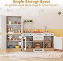 OLAKIDS Kids Kitchen Playset, 2 in 1 Wooden Pretend Play Kitchen