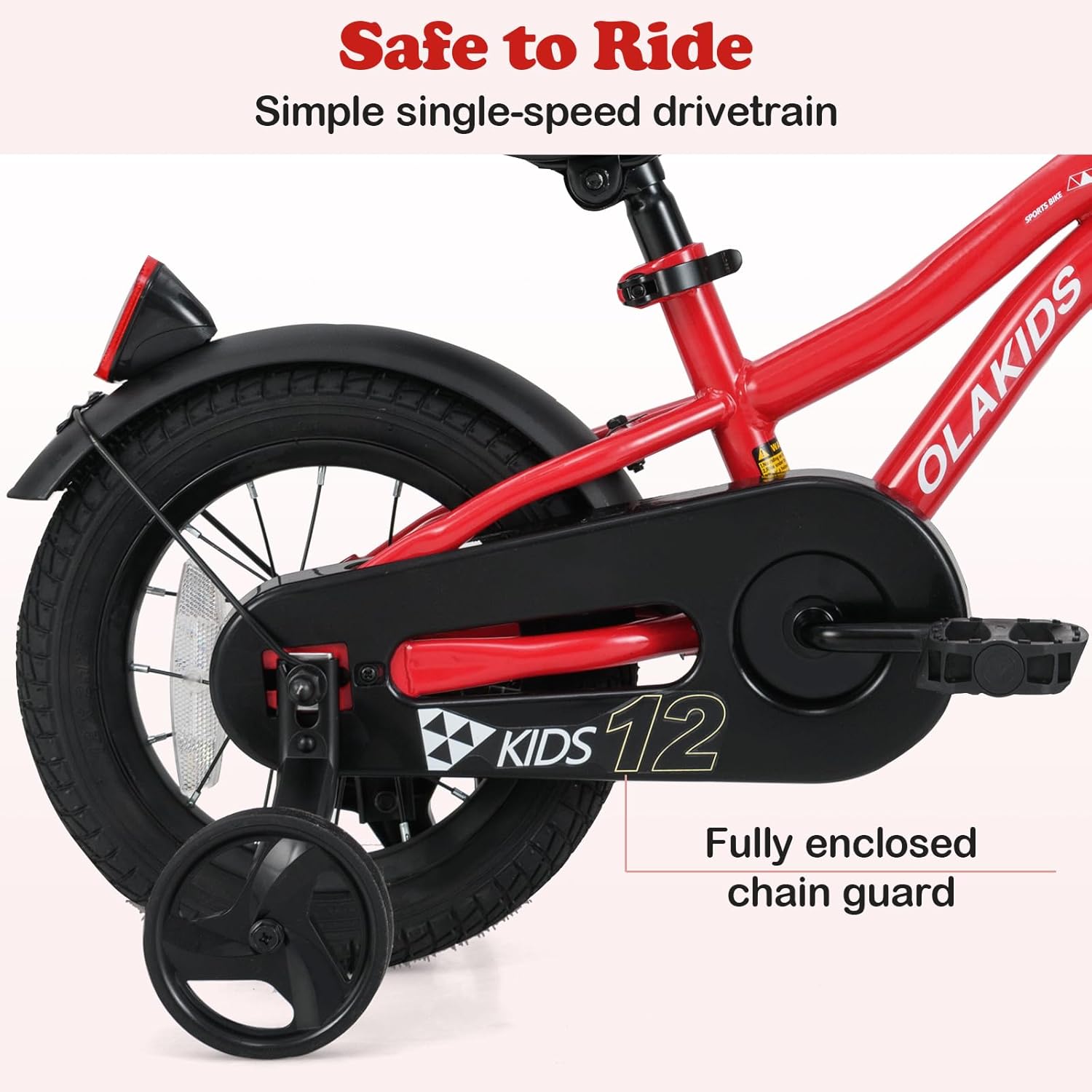 Olakids Kids Bike 12-18 Inch with Training Wheels, Dual Brakes, Adjustable Seat & Handlebar for Boys Girls