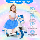 OLAKIDS 2 in 1 Ride on Motorcycle and Horse, Unicorn 6V Battery Powered Ride on Toy  Aged 3-6 Years