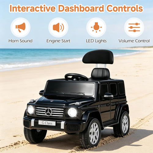 OLAKIDS Licensed Push Car for Toddlers, Outdoor Ride on Toy with Parent Control Handle, Adjustable Canopy, Horn, LED Lights for 3+ Years