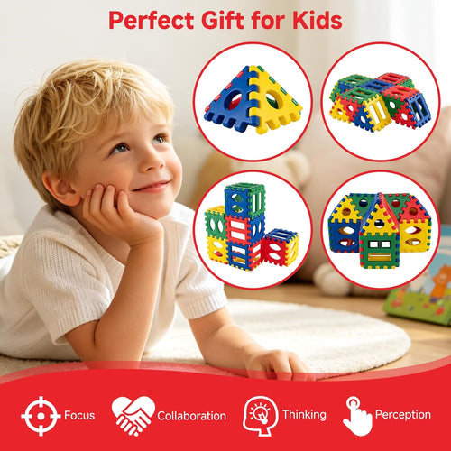 Olakids 32 Pieces Big Waffle Building Blocks for Toddlers