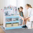 OLAKIDS Doctor Playset Wooden Pretend Medical Station Activity Center Toy Set for Toddler