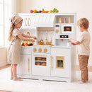 OLAKIDS Wooden Toy Kitchen Set with Lights Sounds Ice Machine Coffee Maker 12Pcs Accessories for Kids Ages 3+