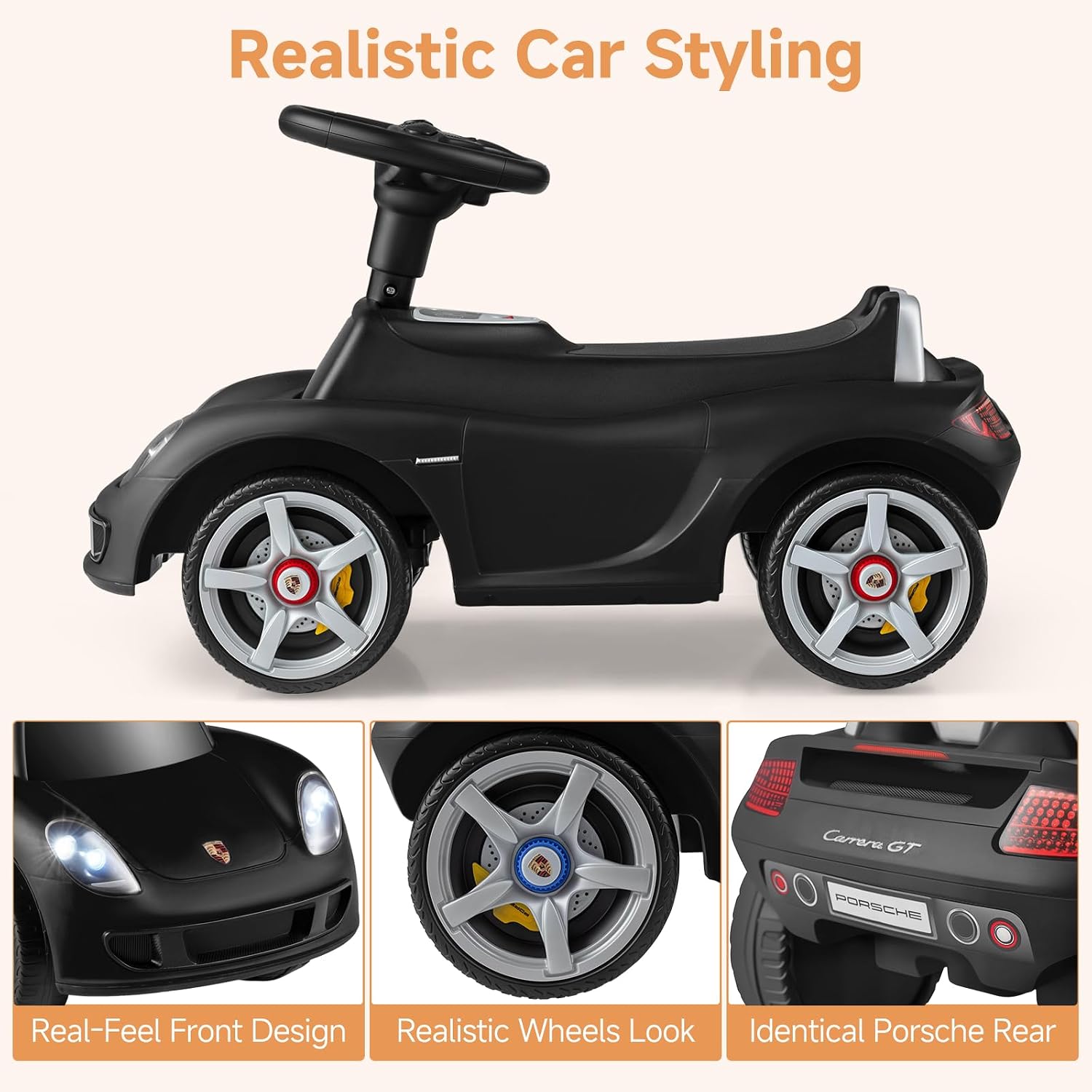 OLAKIDS Licensed Push Car for Toddlers, Foot to Floor Ride on Toy for Boys Girls 1.5-5 Years