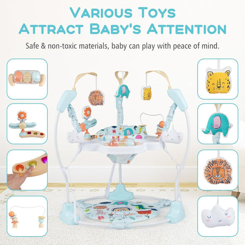INFANS 3-in-1 Baby Activity Center, Jumper & Bouncer, Music, Lights, 360° Rotating Seat, 3 Adjustable Heights, Learning Toys for 6-12 Months