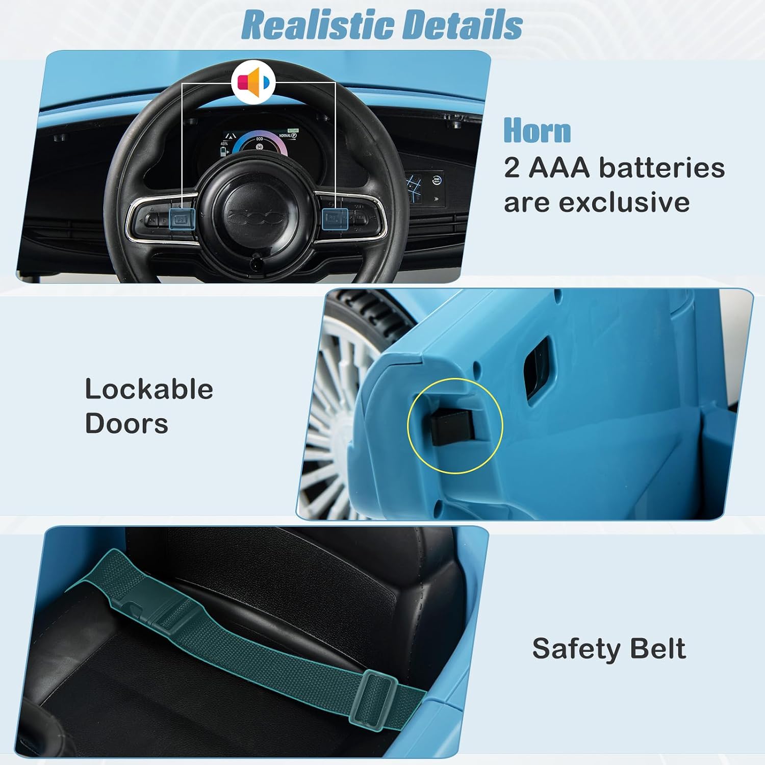 OLAKIDS Licensed Fiat 500 Ride on Push Car for Kids Toddlers 18 Month+