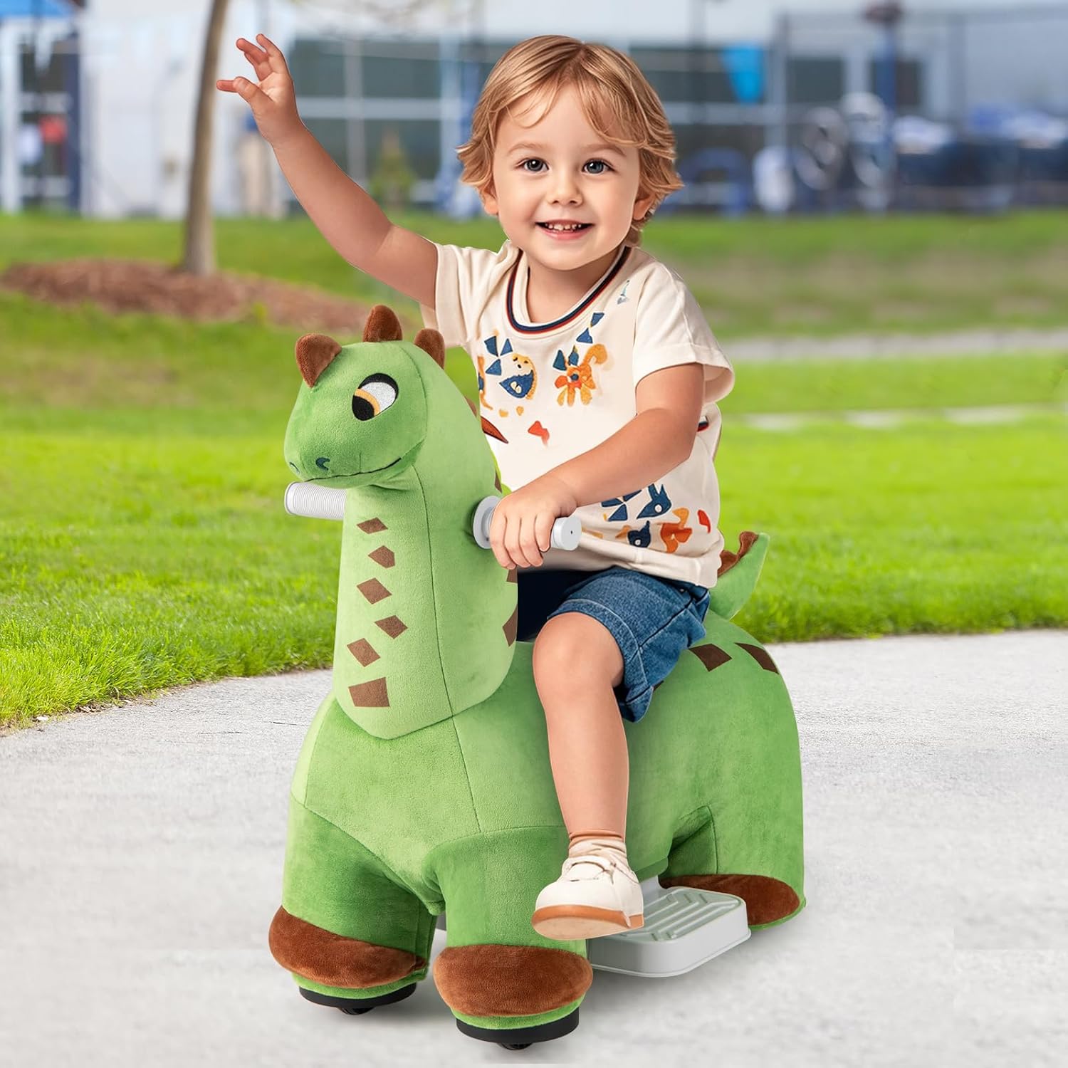 OLAKIDS Ride on Toys, 6V Electric Battery Powered Electric Ride on Dinosaur with Music for Boys Girl Aged 3+