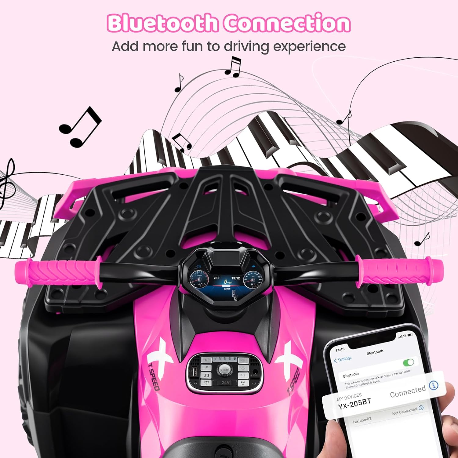 OLAKIDS 24V 2 Seater Ride on ATV 4 Wheeler Off-Road Electric Toy Car for Big Kids, Grass