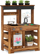 OLAKIDS Mud Kitchen, Outdoor Play Kitchen with Drawing Board, 4 Cups, Removable Sink, Storage, Cooking Accessories for Boys Girls Ages 3+