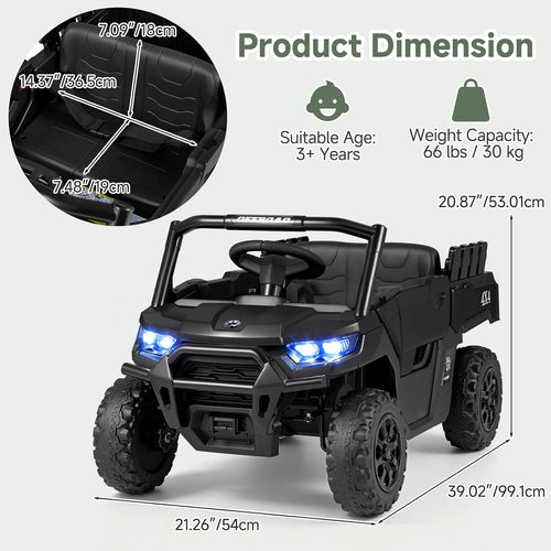 OLAKIDS Ride on Dump Truck, 12V Kids Electric Car with Remote Control  for Toddlers 3+ Years