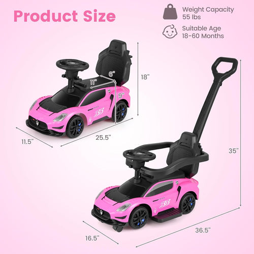 OLAKIDS Push Car for Toddlers, Licensed Maserati 3 in 1 Baby Ride on Sliding with Parent Control Handle